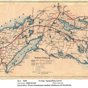 1863 Västra Stambanan mellan Göteborg och Stockholm – historisk karta
