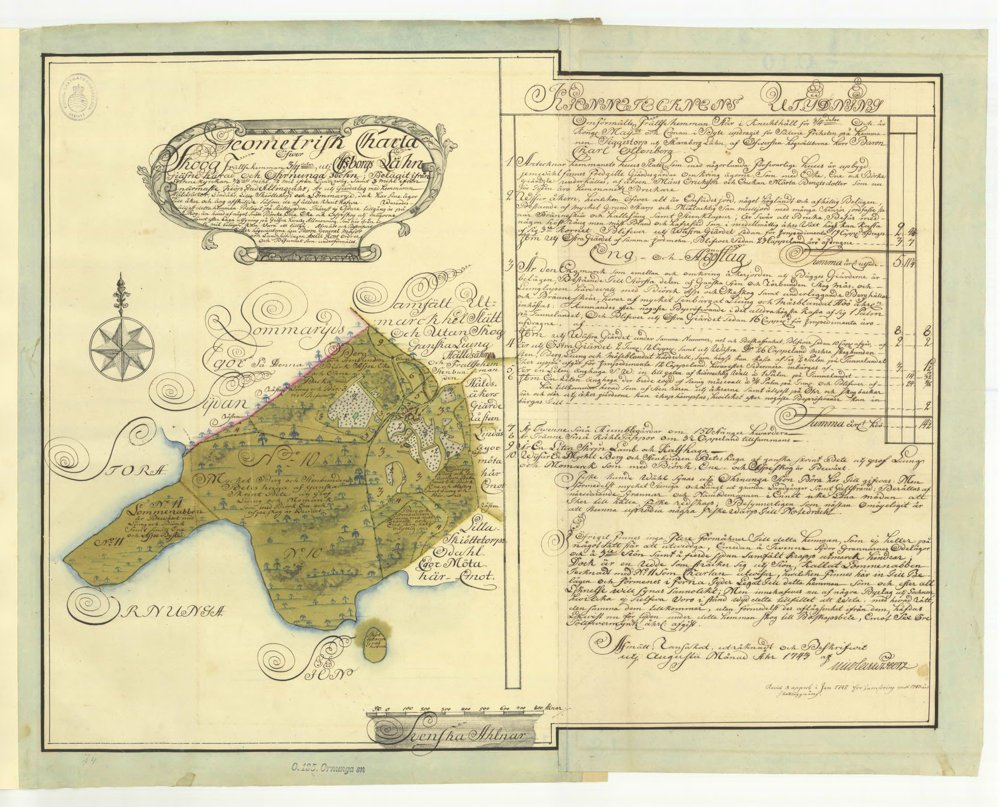 1743 Ornunga Skoog – historisk karta