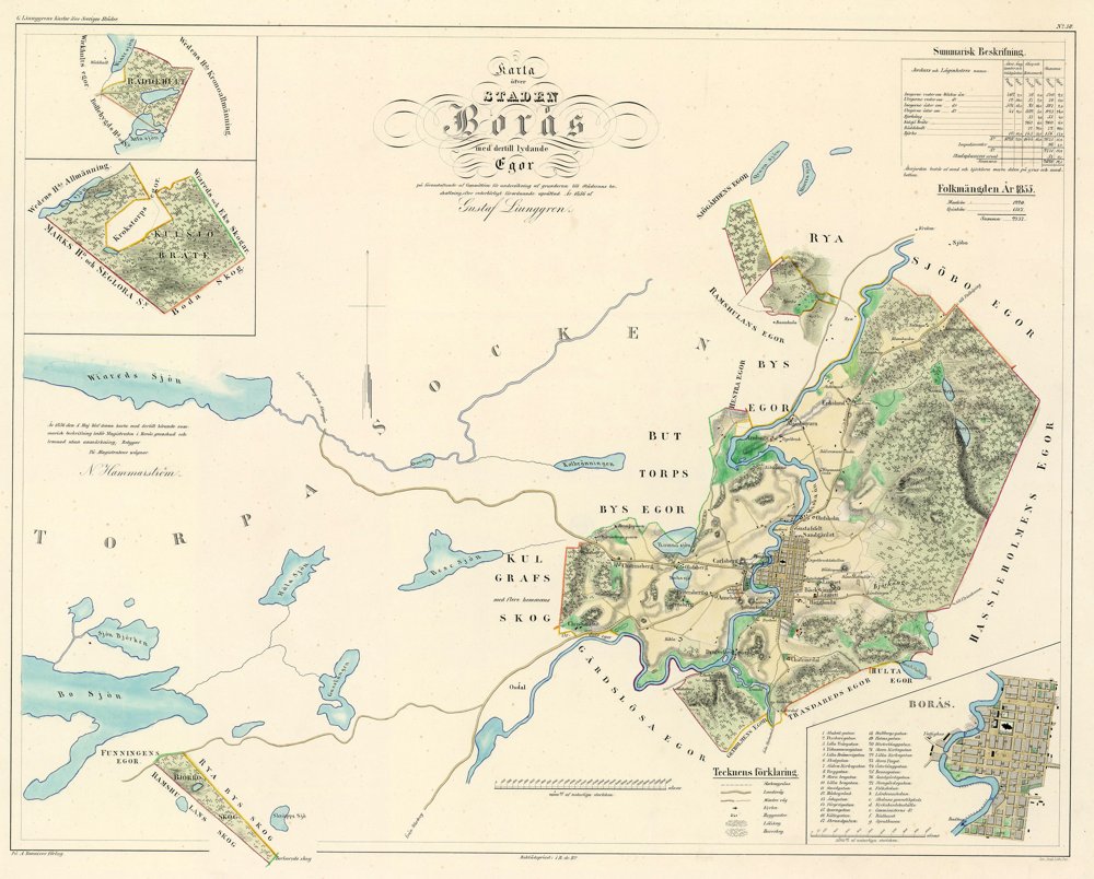 1856 Borås Stad – historisk karta