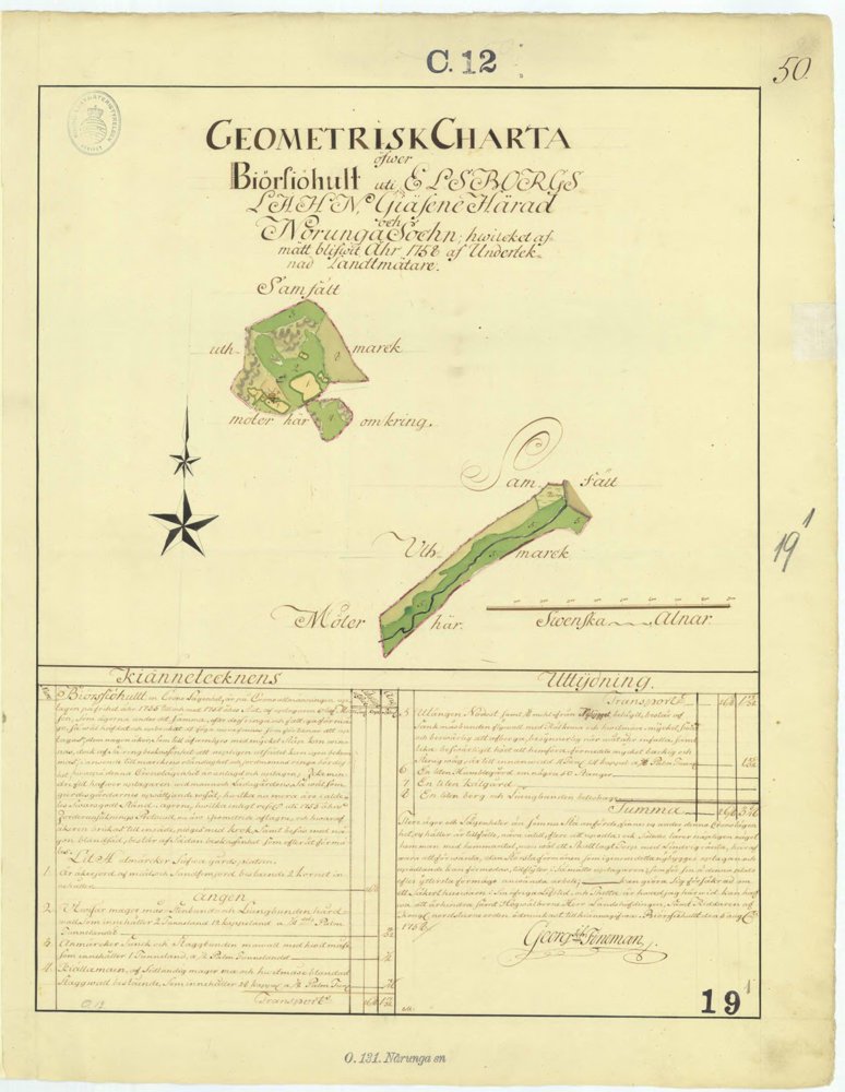 1758 Nårunga Björsjöhult – historisk karta