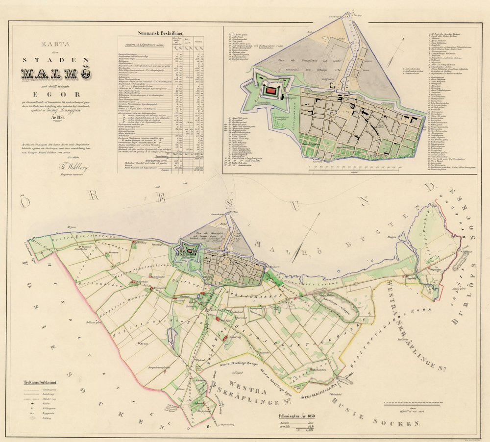1853 Malmö Stad – historisk karta