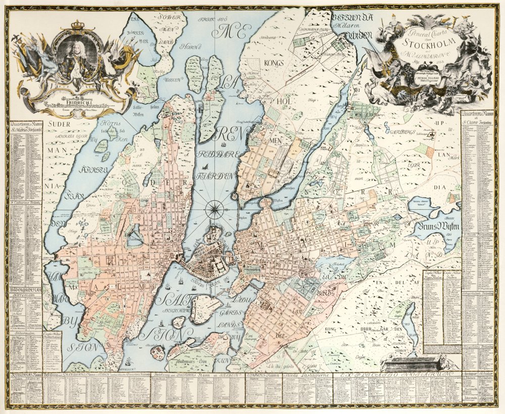 1733 Stockholm Tillaeus karta – historisk karta