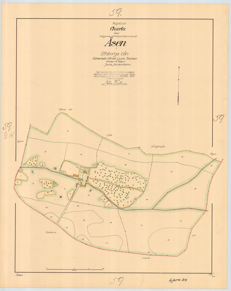 1828 Ljur Åsen – historisk karta