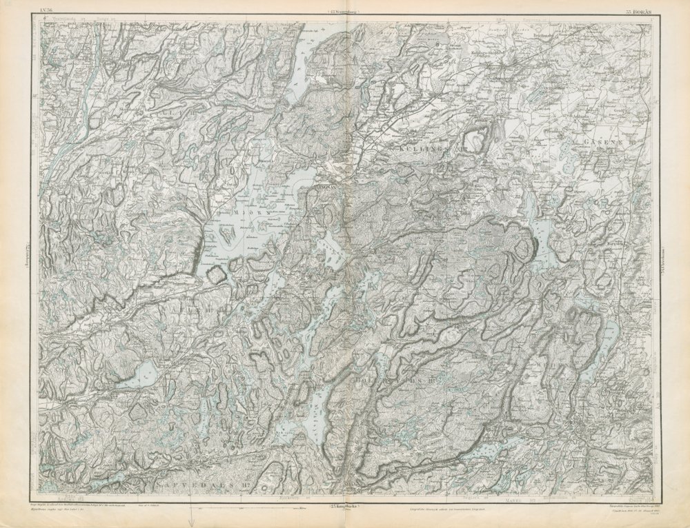 1869 Borås Generalstabskartan – historisk karta