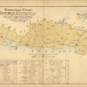 1742 Landsvägarna genom Hallands län – historisk karta