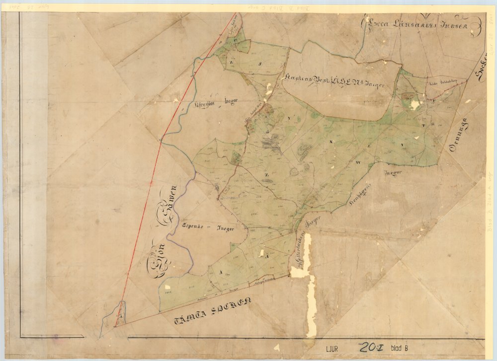 1860 Ljur Stora Långared Säfs soldattorp – historisk karta
