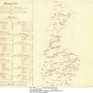 1731 Geographisk Carta öfwer Landswägarne igenom Elfsborgs Lähn med Post- och Gästgifwaregårdar – historisk karta