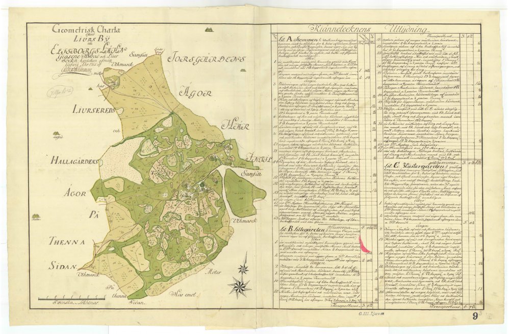 1765 Ljurs by karta p0001 – historisk karta