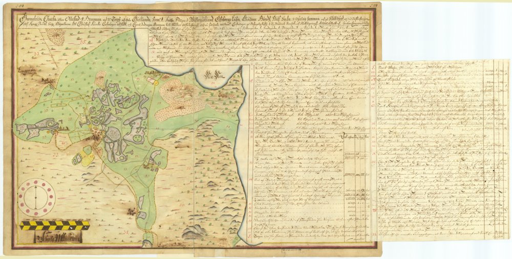 1705 Ollestad delning – historisk karta