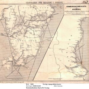 1863 Sverige kommunikationskarta med järnvägar – historisk karta