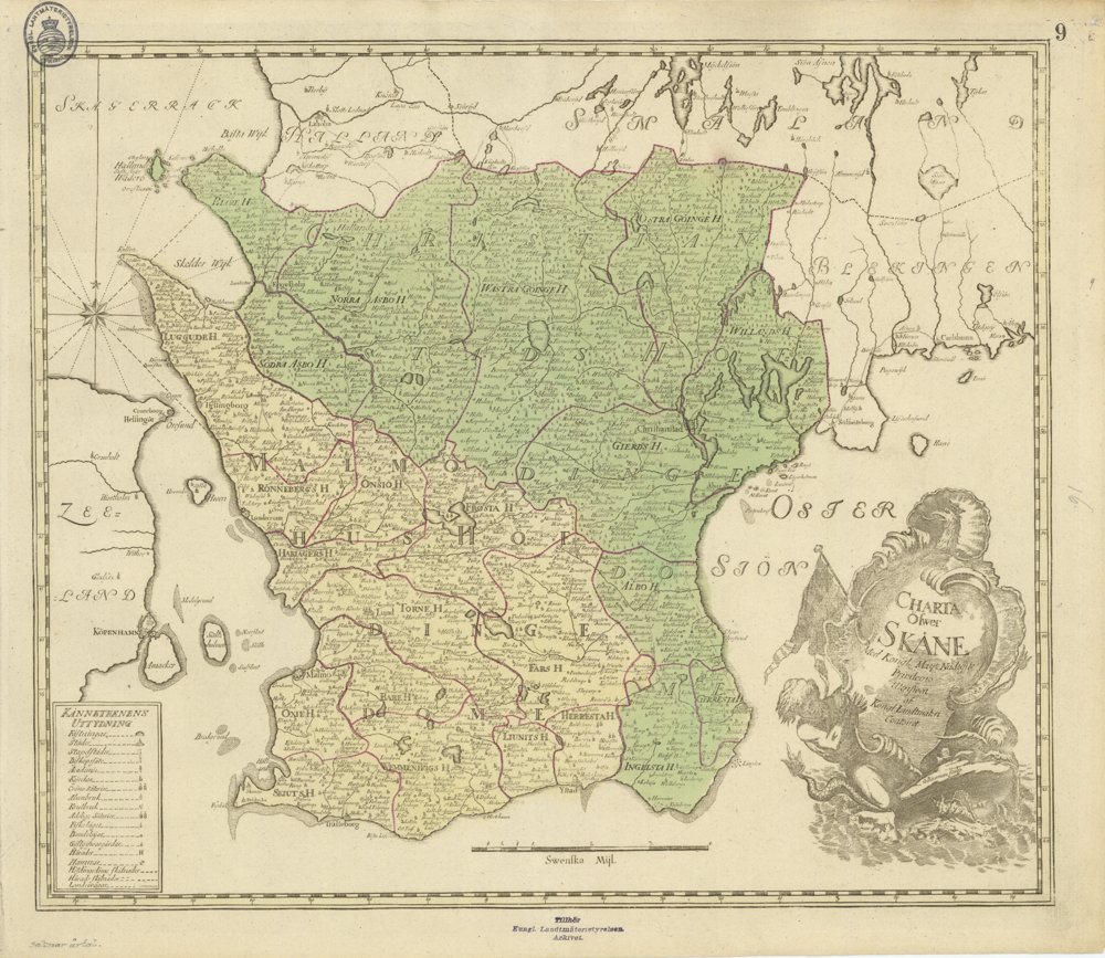 1752 Skåne – historisk karta
