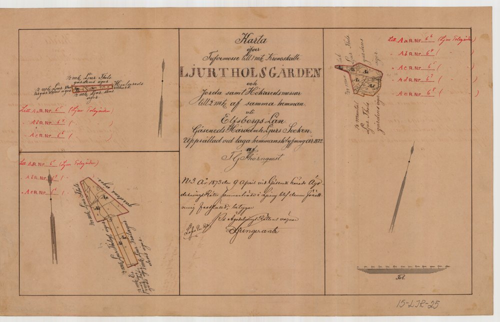 1873 Ljur Tholsgården Jorda och Hökareds mossar – historisk karta