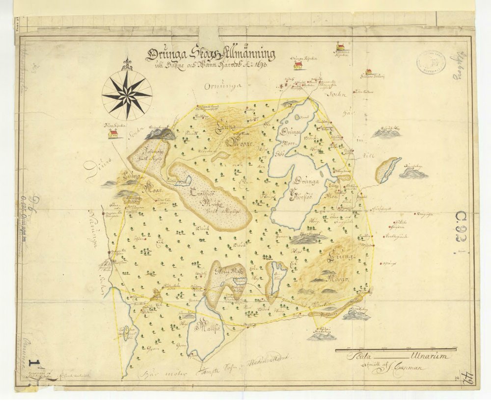 1698 Ornunga skogsalmänning Sida 1 – historisk karta