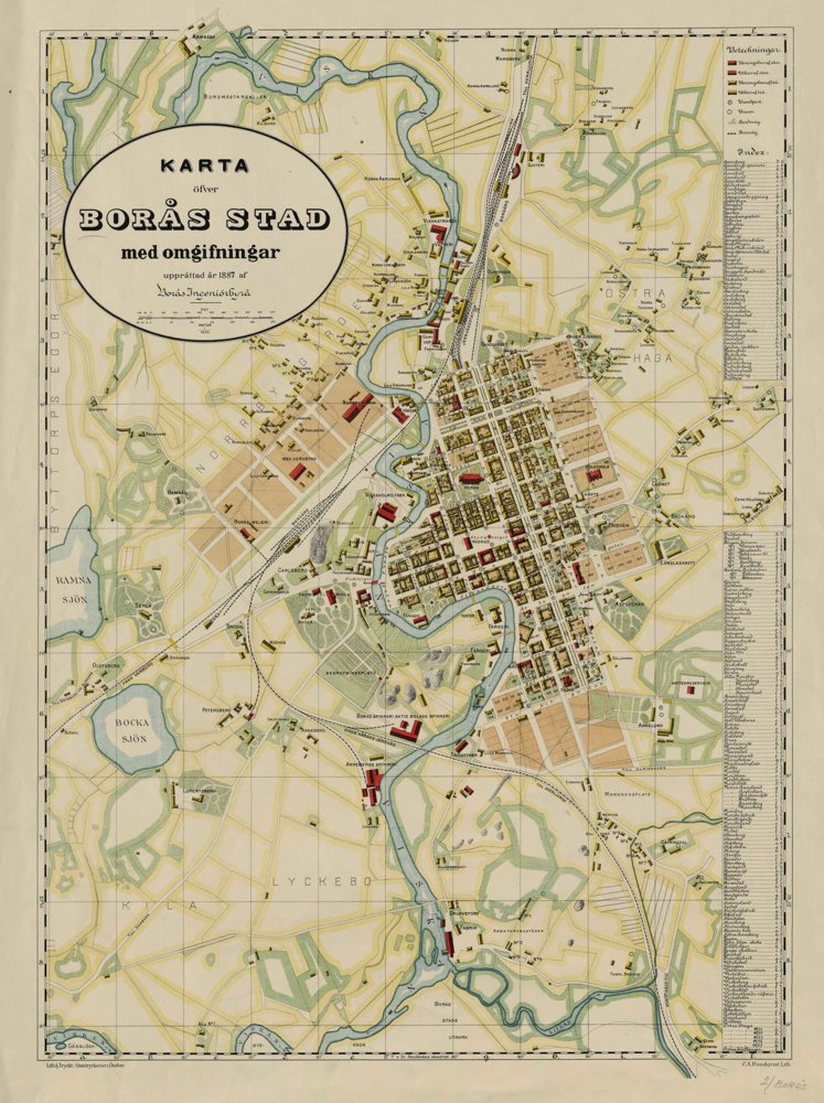 1887 Borås stad – historisk karta