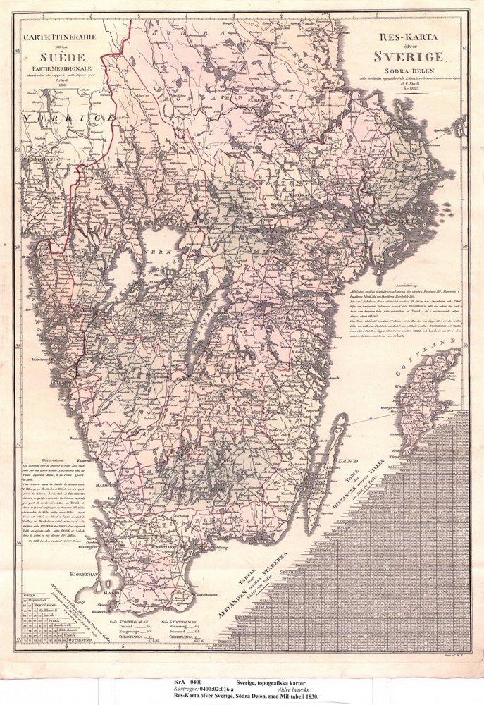 1830 Landsvägarna i Sverige – historisk karta
