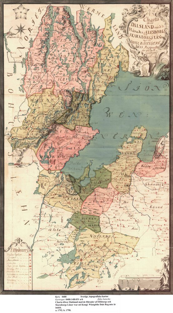 1792 Västergötland och Dalsland – historisk karta
