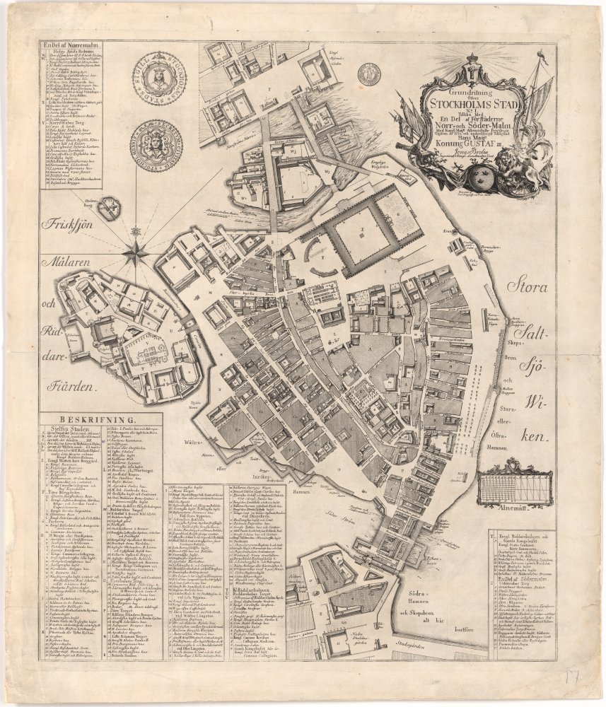 1771 Stockholm – Brolins karta – historisk karta