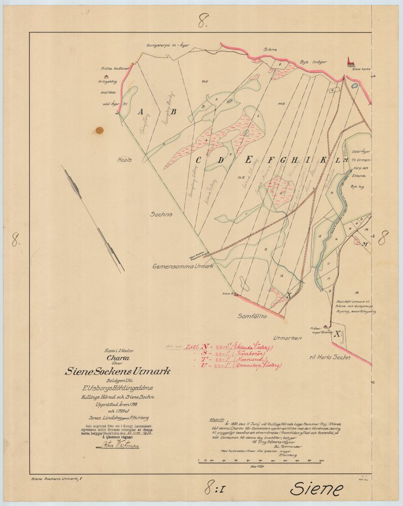 1822 Siene By Storskifte – historisk karta