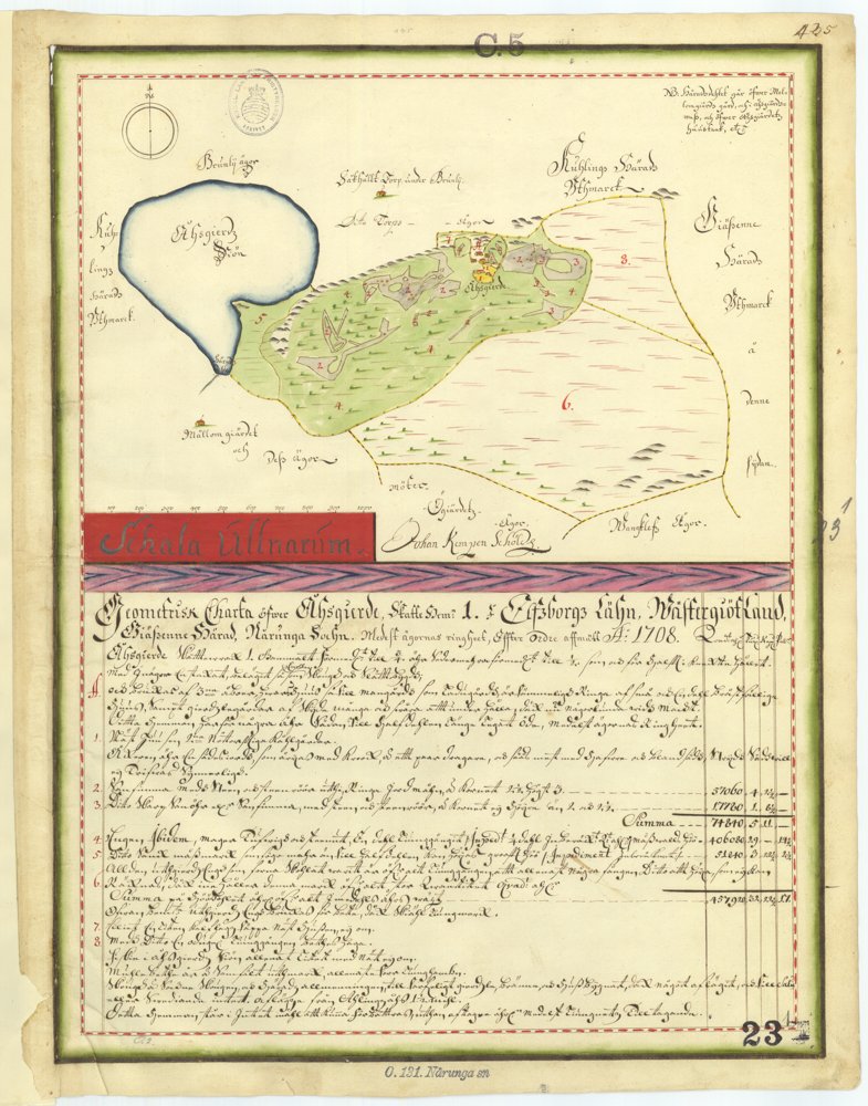 1708 Nårunga Åsgarde – historisk karta