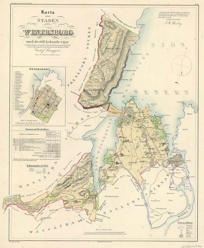 1856 Vänersborgs Stad – historisk karta