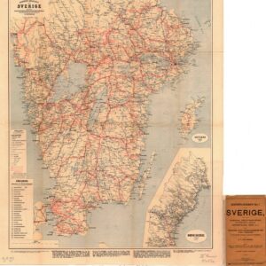 1880 Godtköps Reskarta öfver Sverige upptagande Jernvägar Gästgifvaregårdar Postanstalte – historisk karta