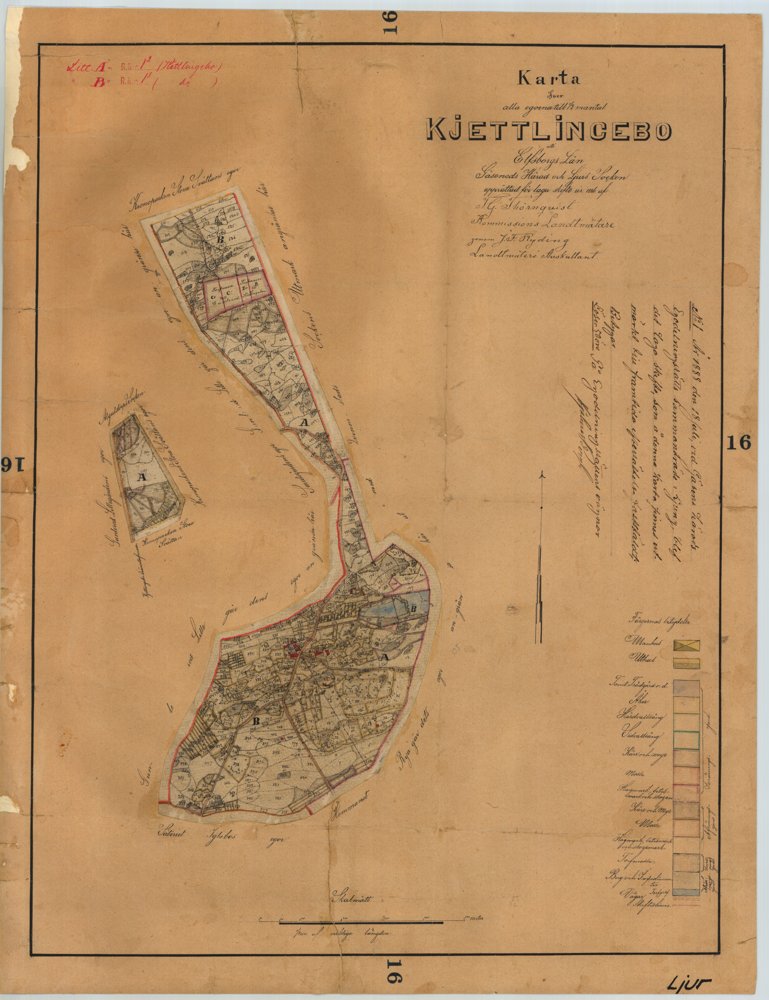 1886 Ljur Kjättlingabo laga skifte – historisk karta