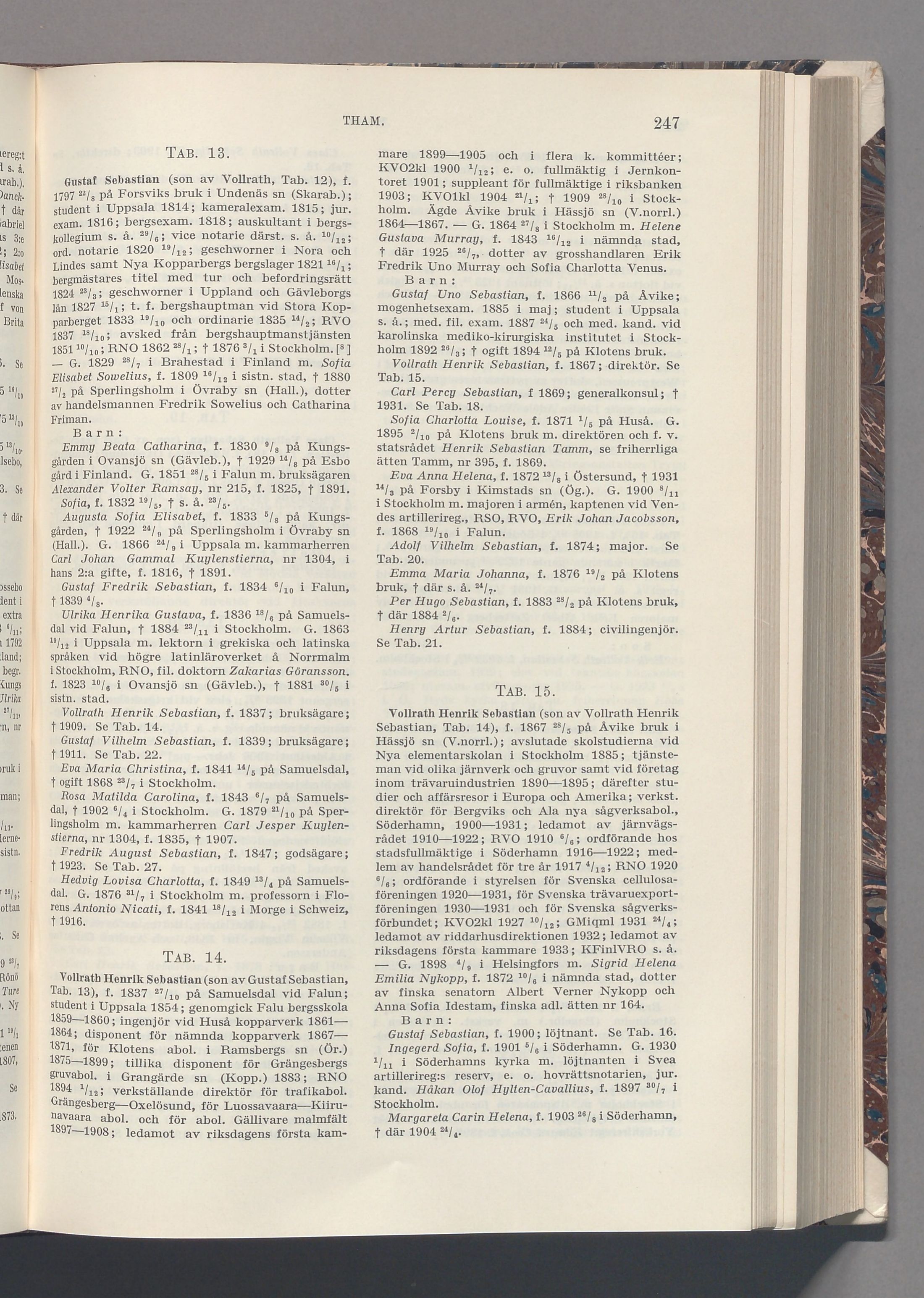 Tham: originalets tryckta släkttavla, band 8, sida 247