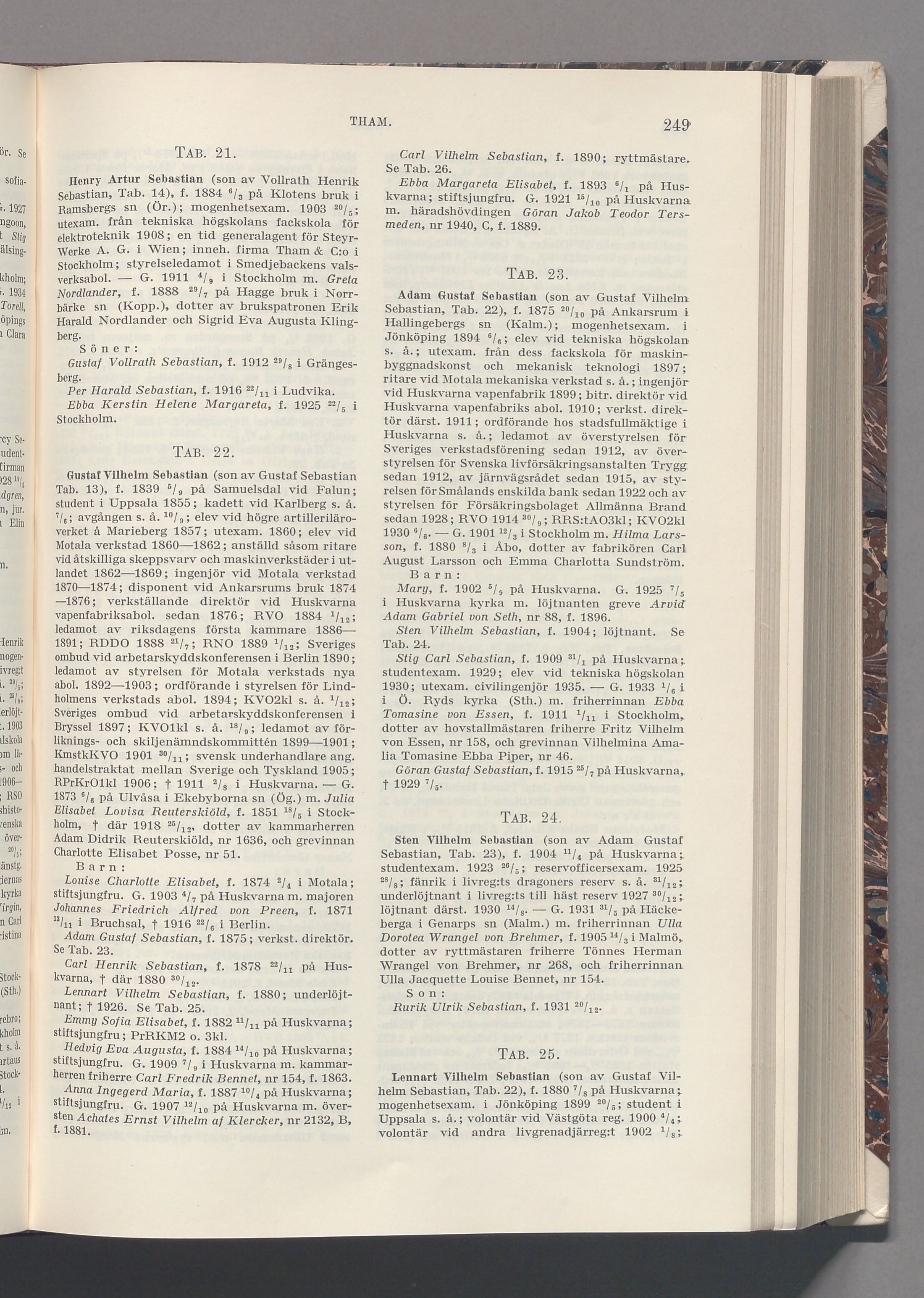 Tham: originalets tryckta släkttavla, band 8, sida 249