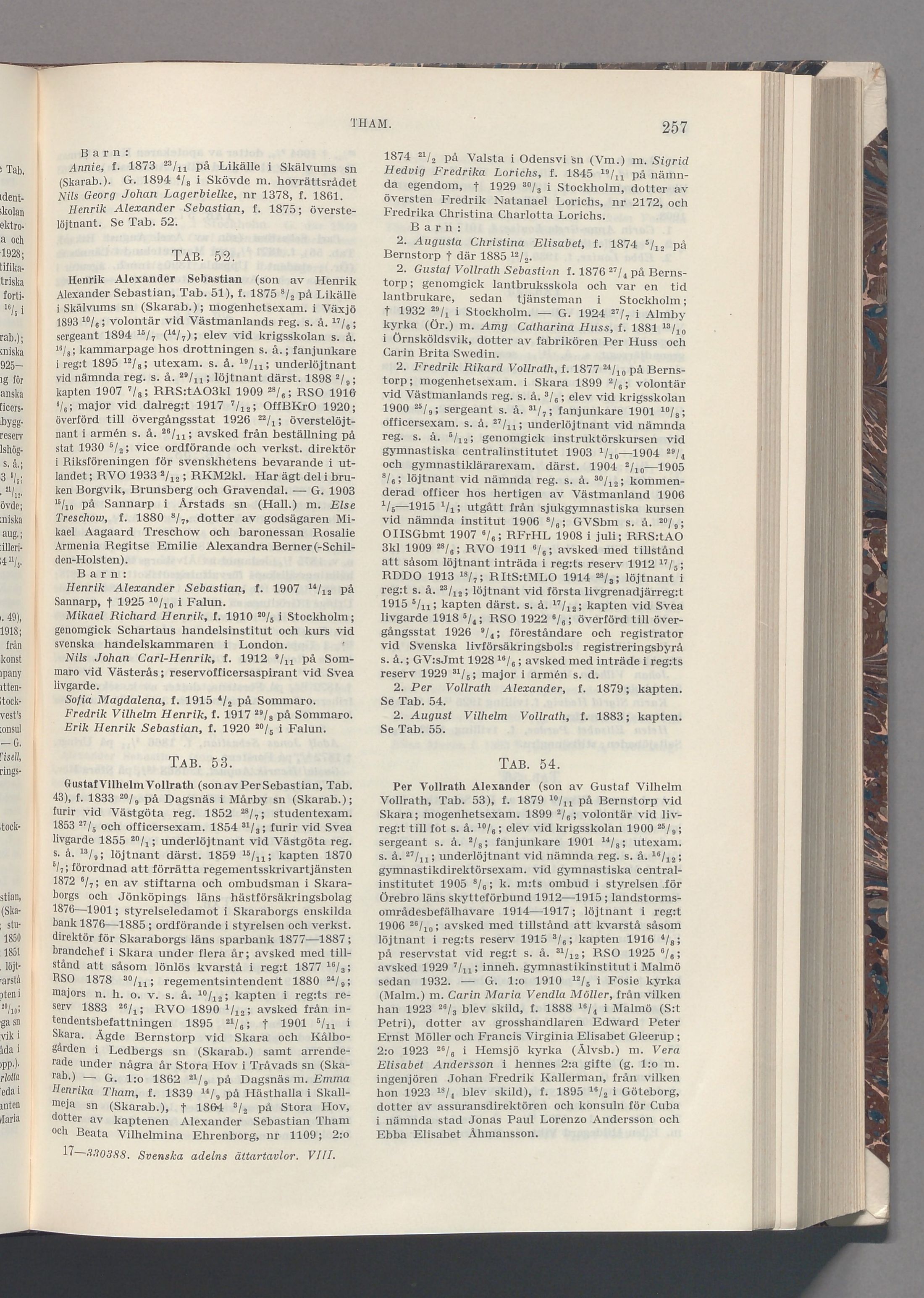 Tham: originalets tryckta släkttavla, band 8, sida 257