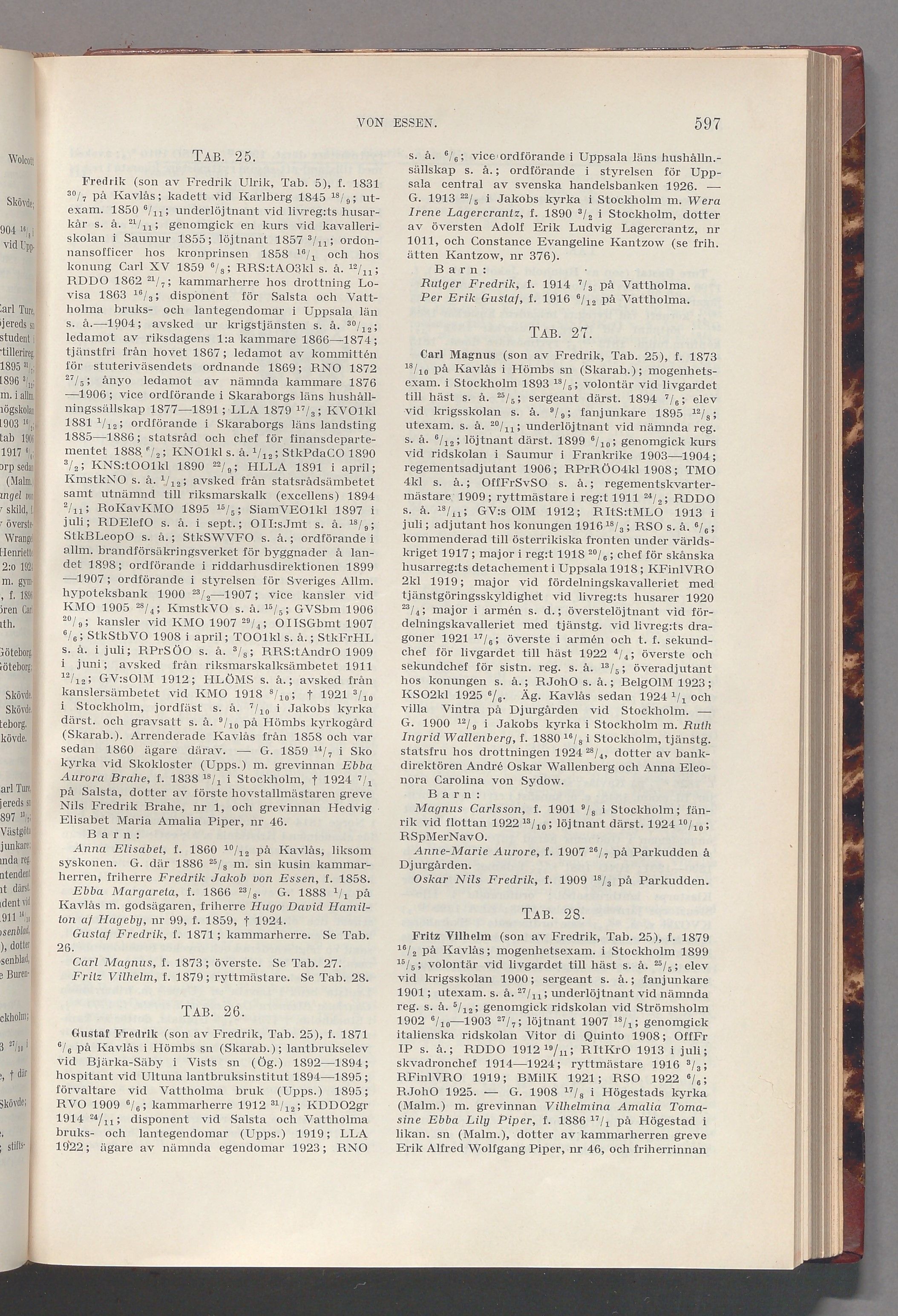 von Essen: originalets tryckta släkttavla, band 2, sida 597