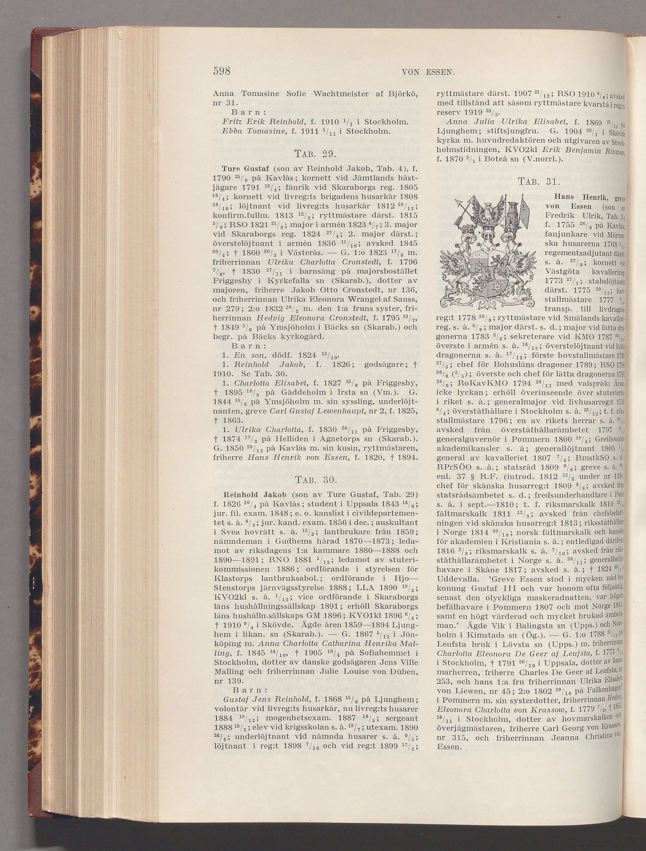 von Essen: originalets tryckta släkttavla, band 2, sida 598