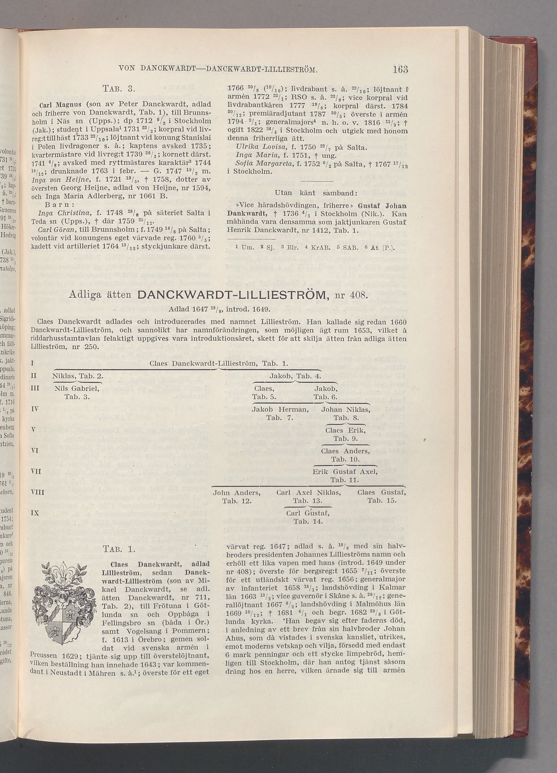 Danckwardt-Lillieström: originalets tryckta släkttavla, band 2, sida 163