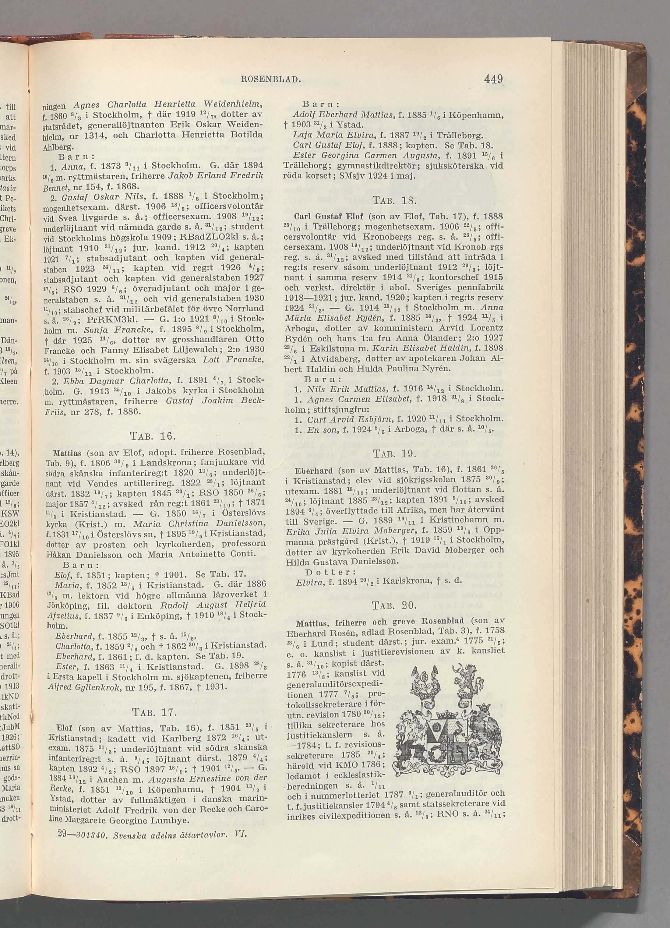 Rosenblad: originalets tryckta släkttavla, band 6, sida 449