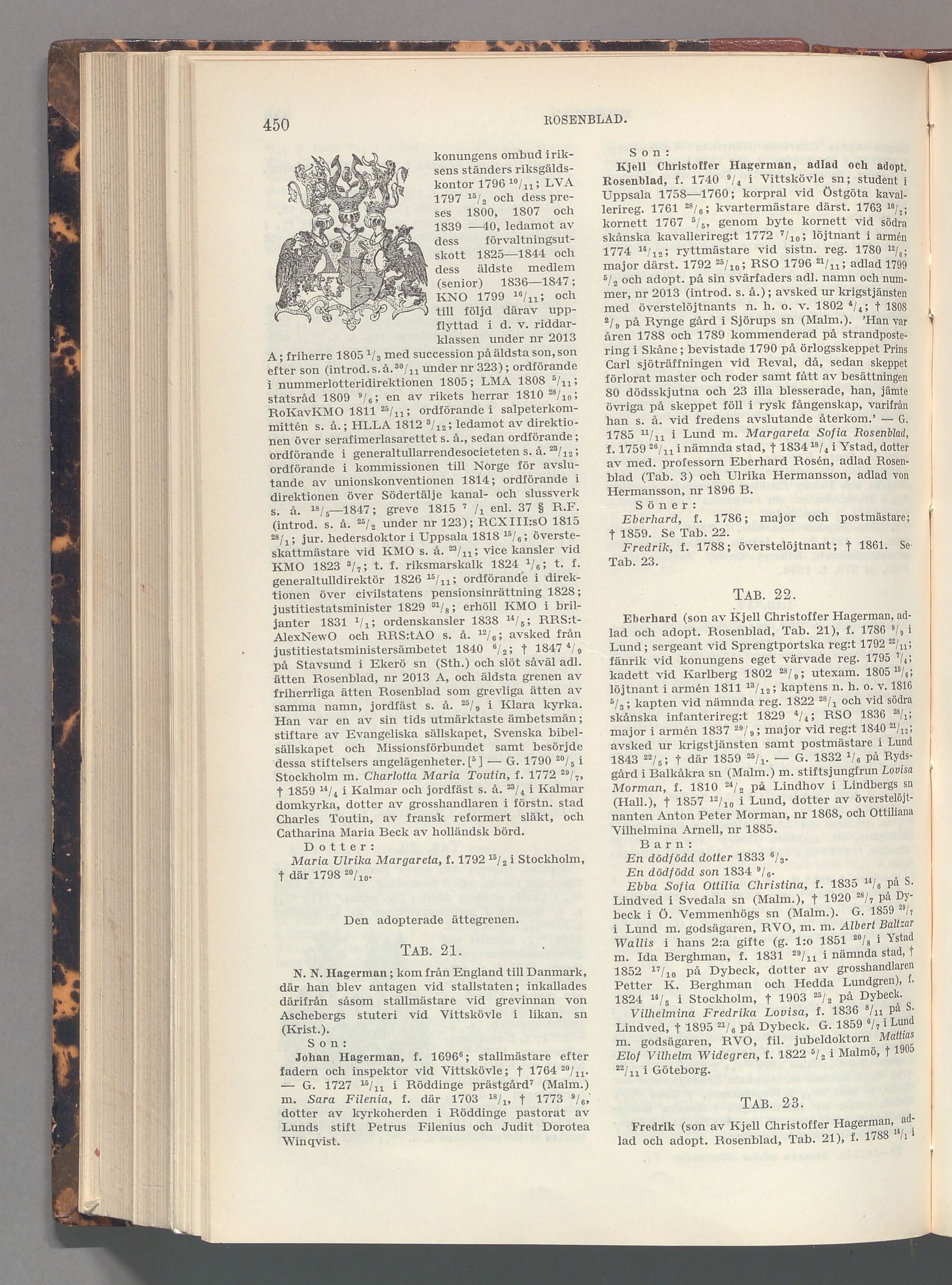 Rosenblad: originalets tryckta släkttavla, band 6, sida 450