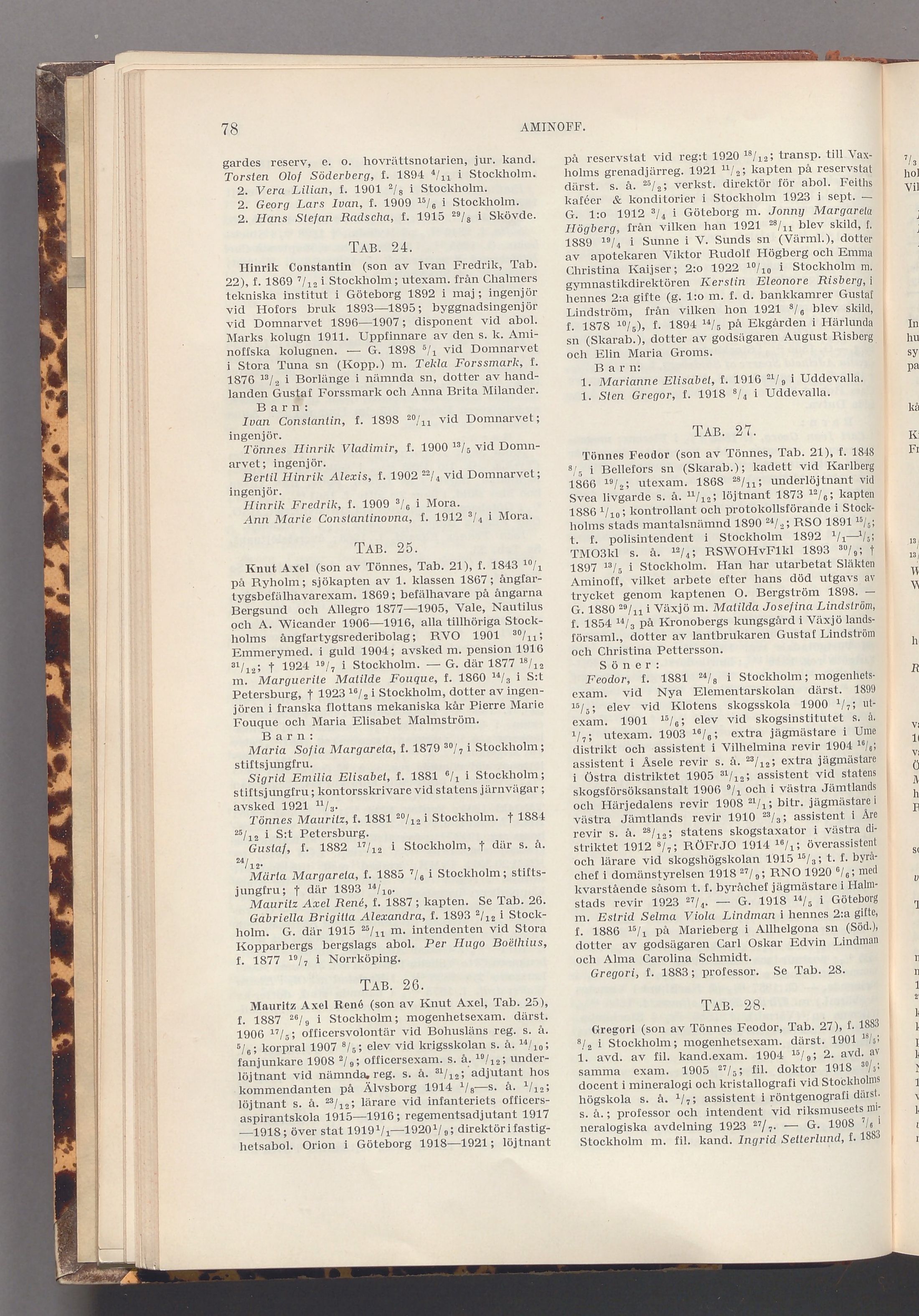 Aminoff: originalets tryckta släkttavla, band 1, sida 78