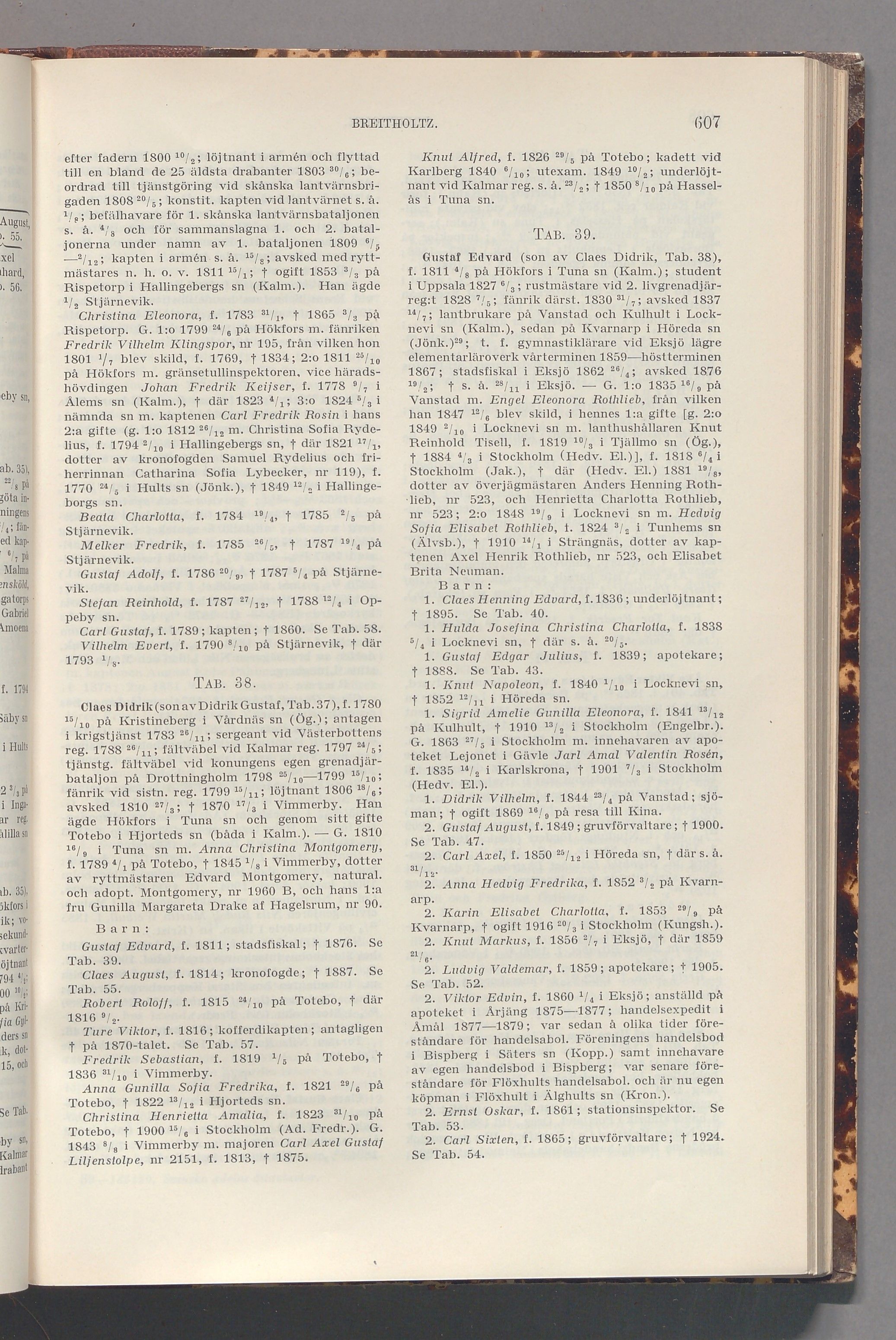 Breitholtz: originalets tryckta släkttavla, band 1, sida 607