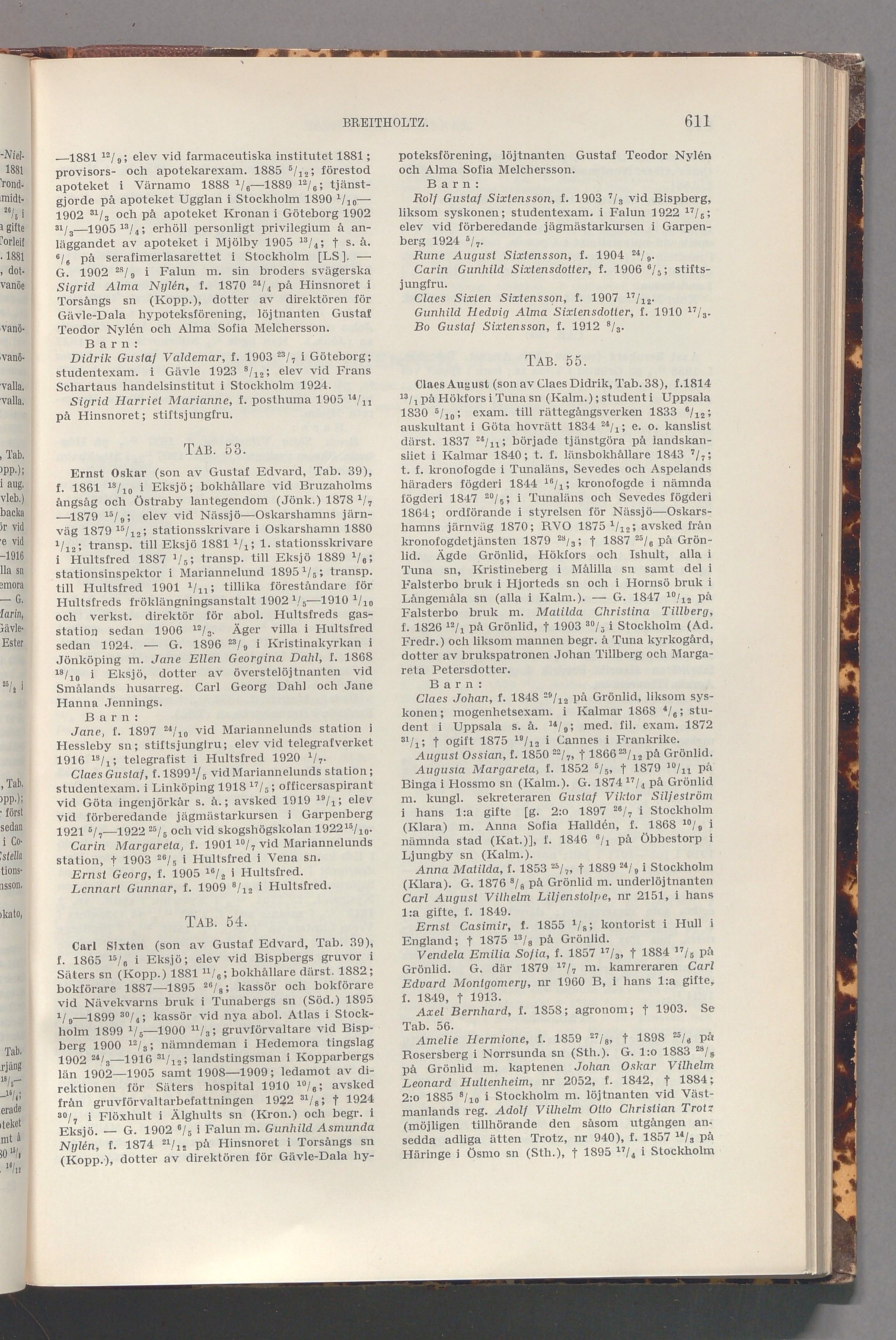 Breitholtz: originalets tryckta släkttavla, band 1, sida 611
