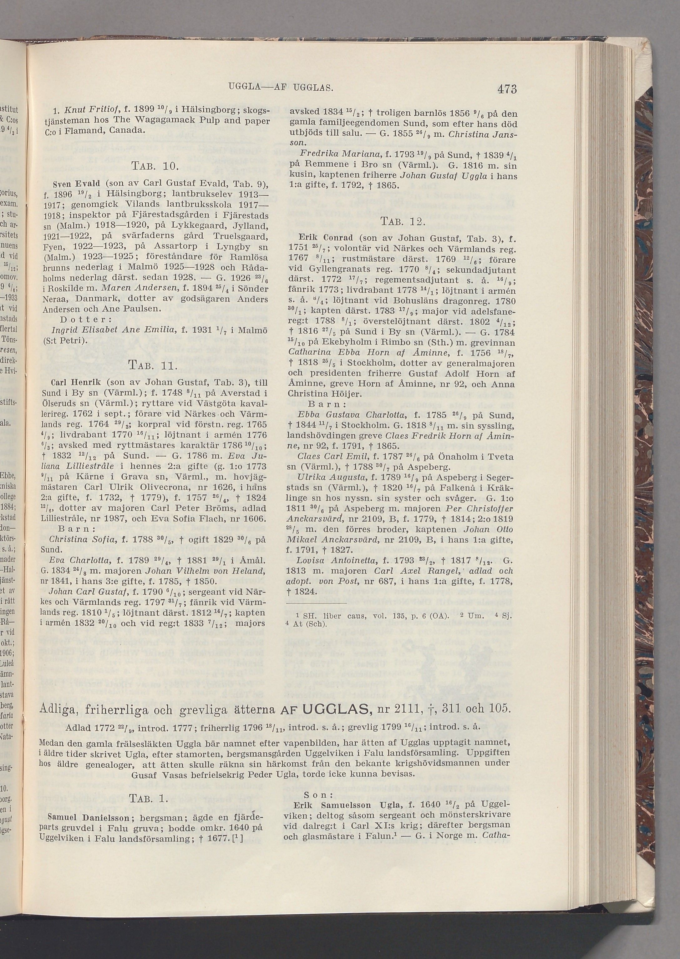 Uggla: originalets tryckta släkttavla, band 8, sida 473