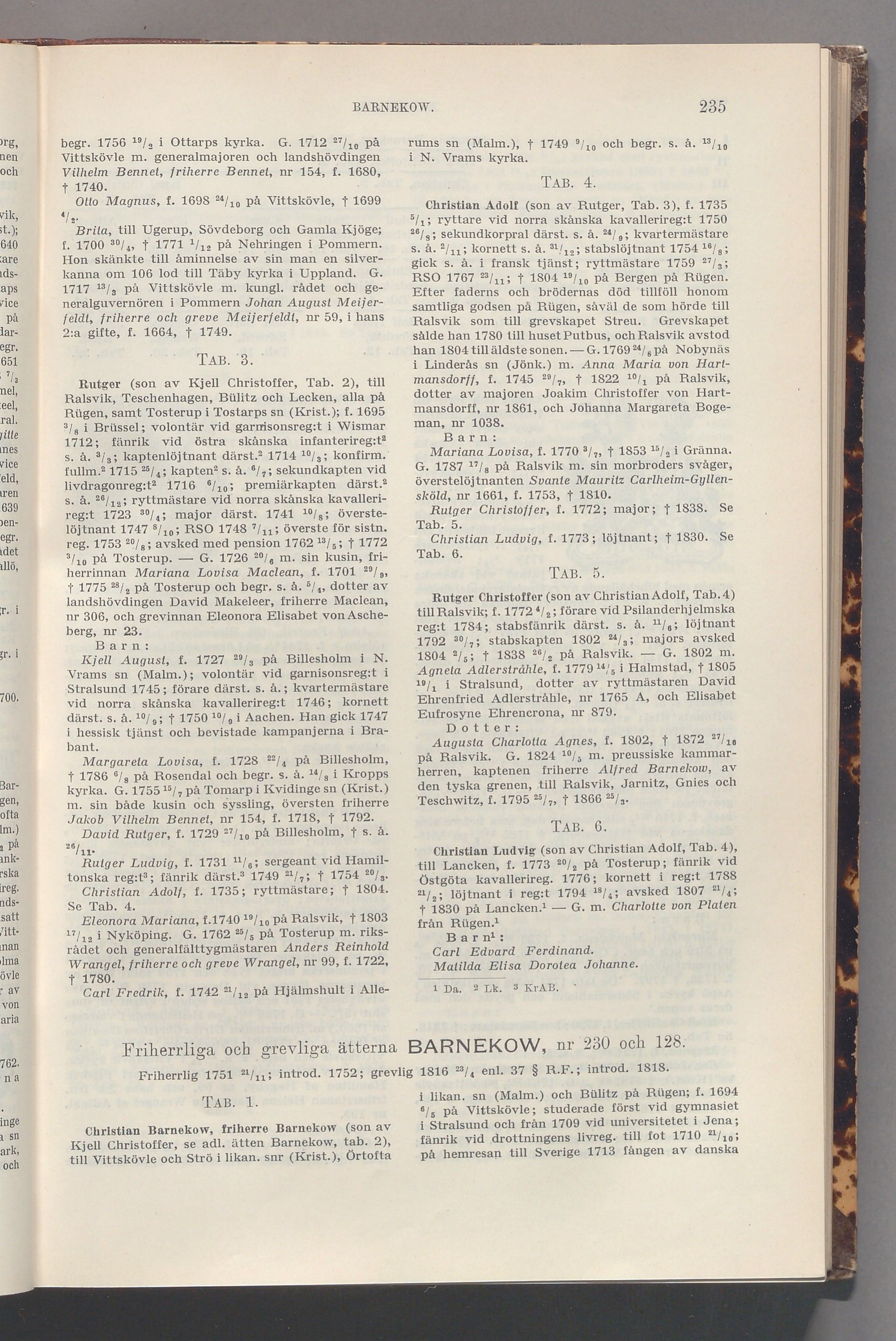 Barnekow: originalets tryckta släkttavla, band 1, sida 235