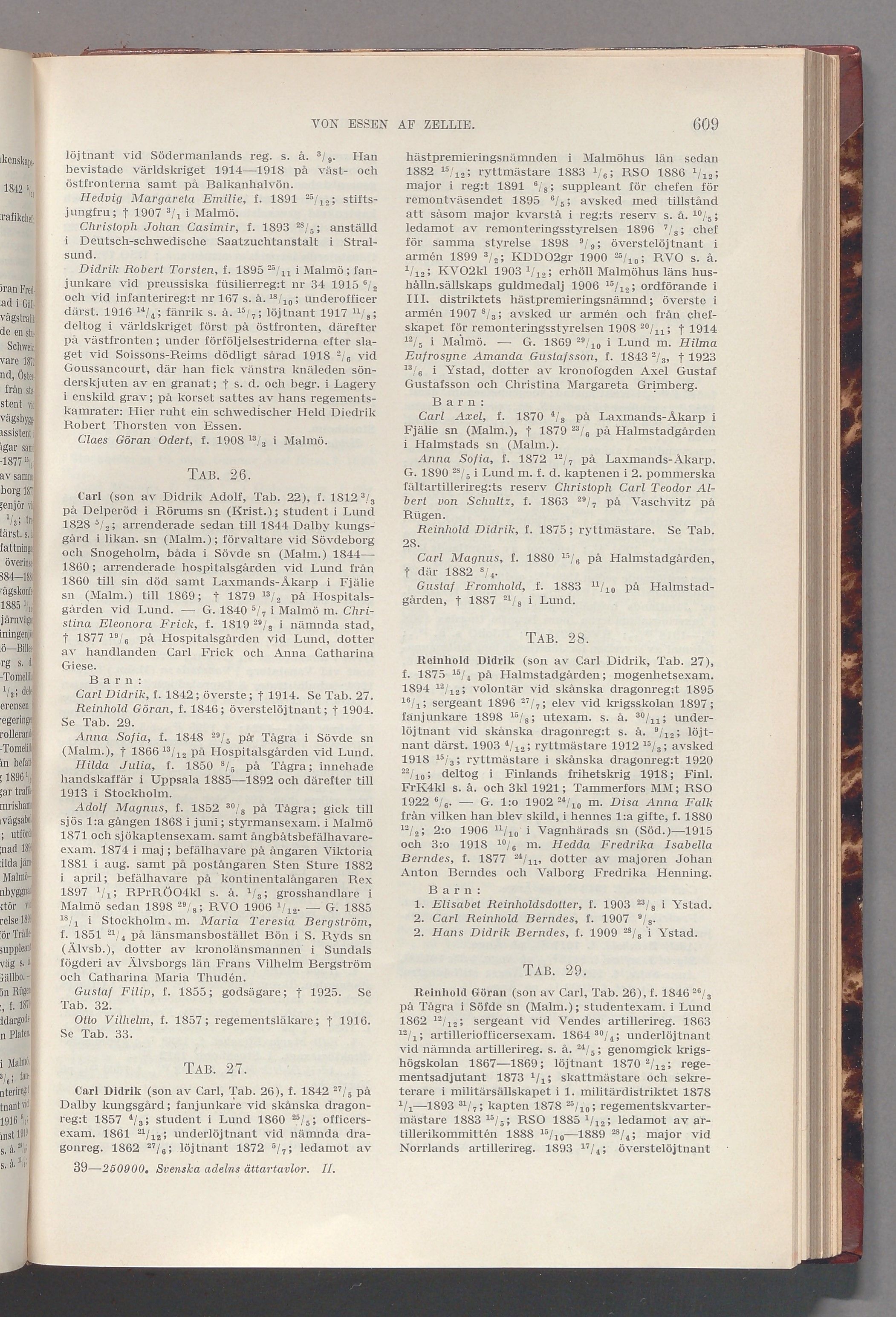 von Essen af Zellie: originalets tryckta släkttavla, band 2, sida 609
