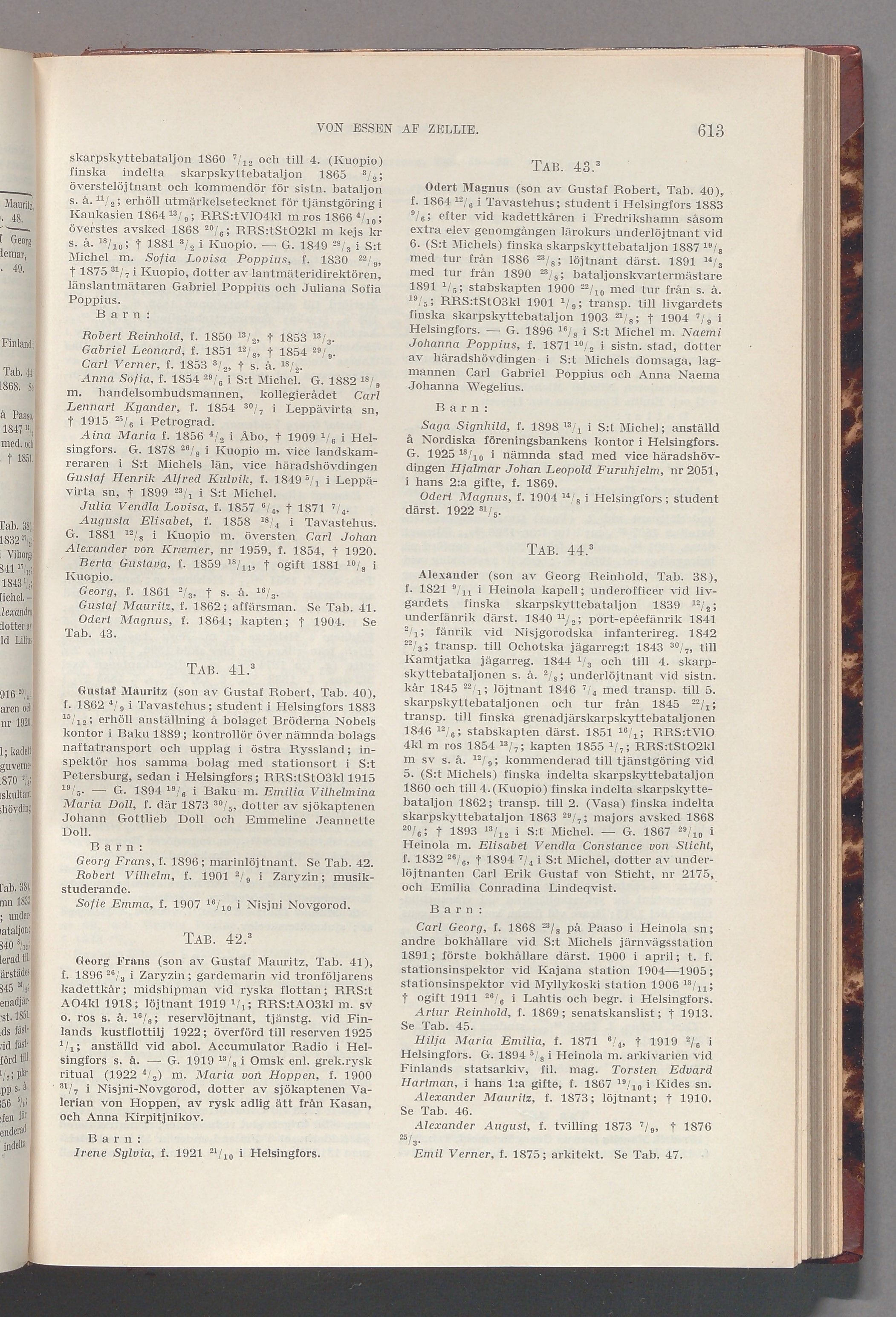 von Essen af Zellie: originalets tryckta släkttavla, band 2, sida 613