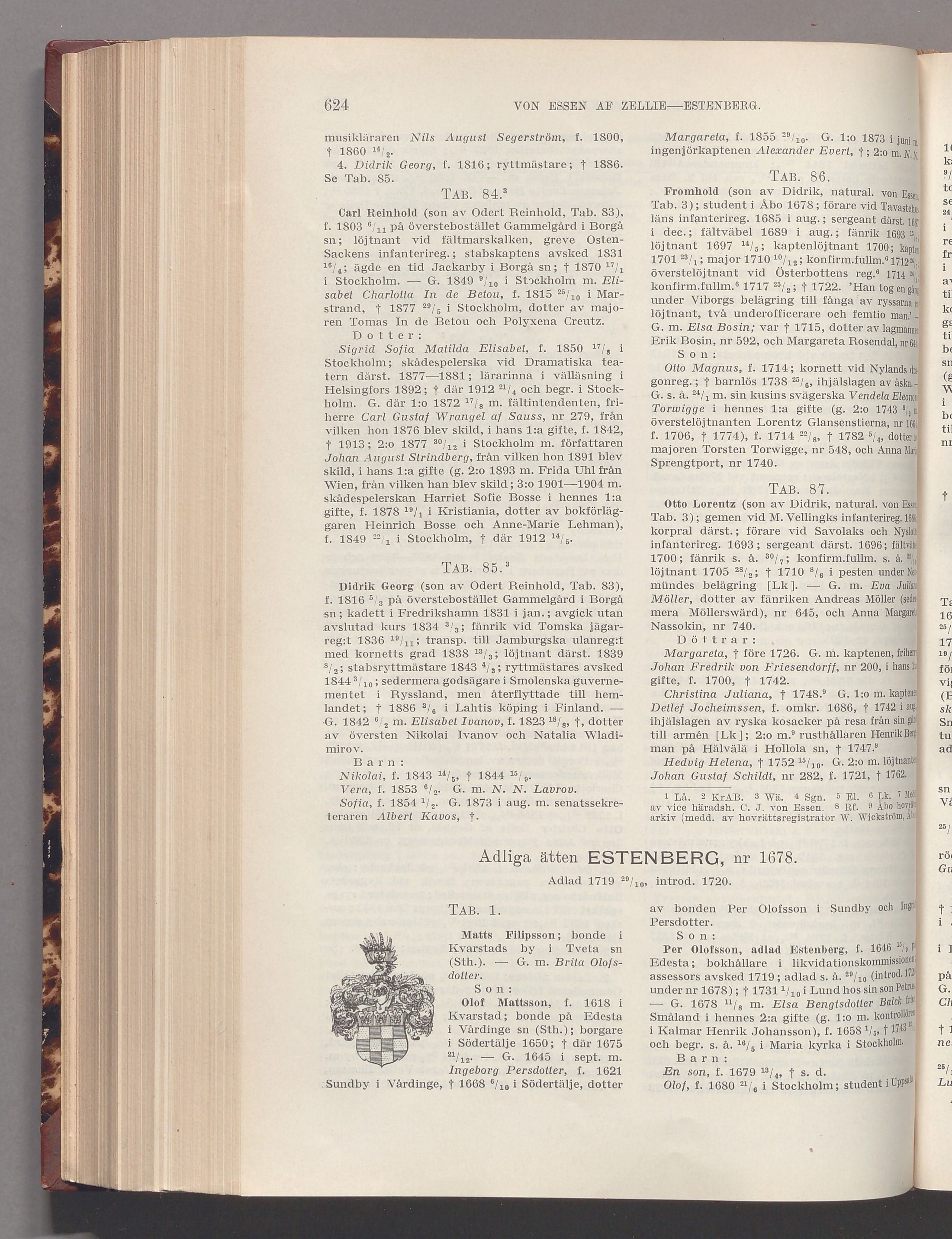von Essen af Zellie: originalets tryckta släkttavla, band 2, sida 624