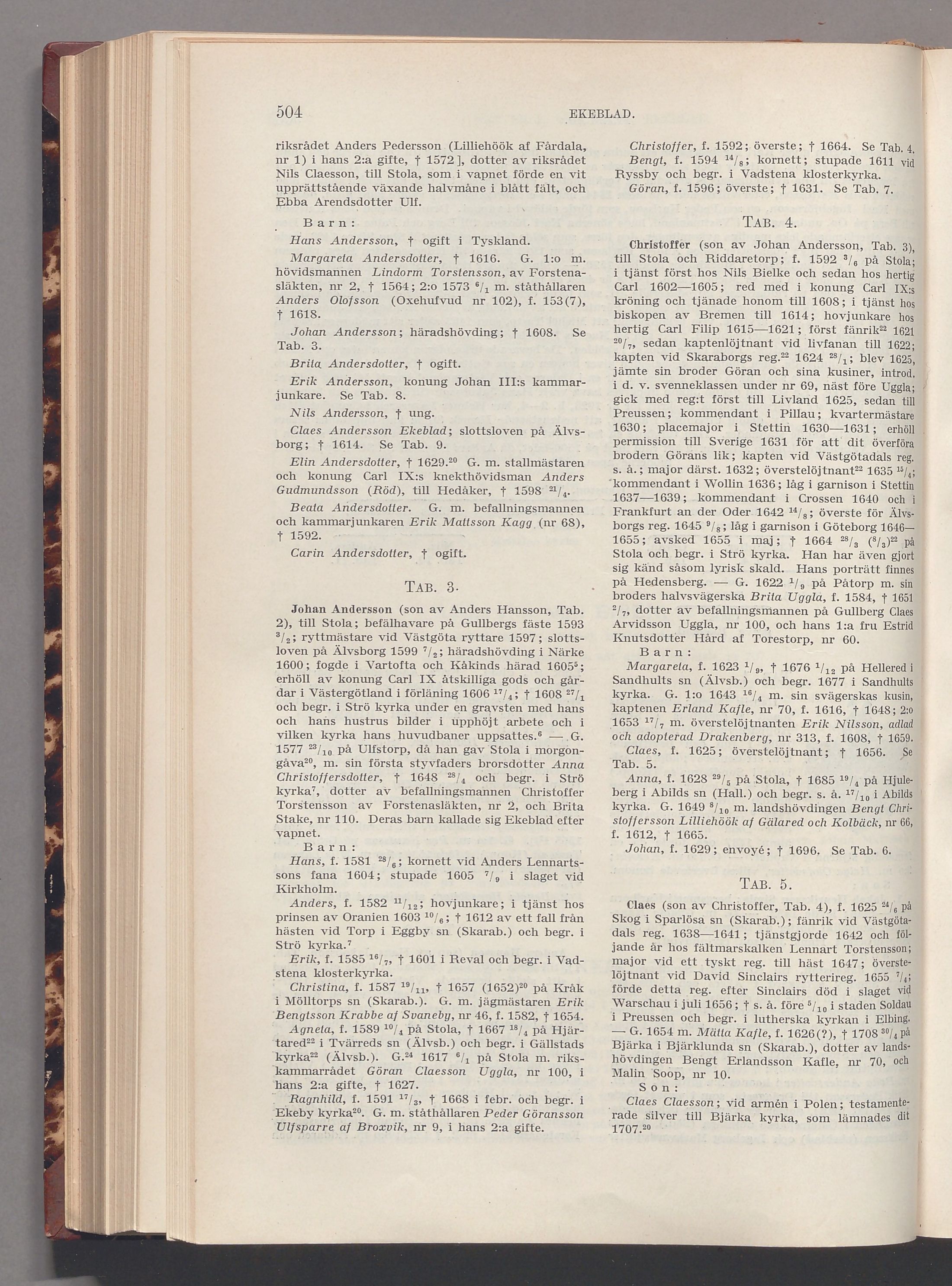 Ekeblad: originalets tryckta släkttavla, band 2, sida 504