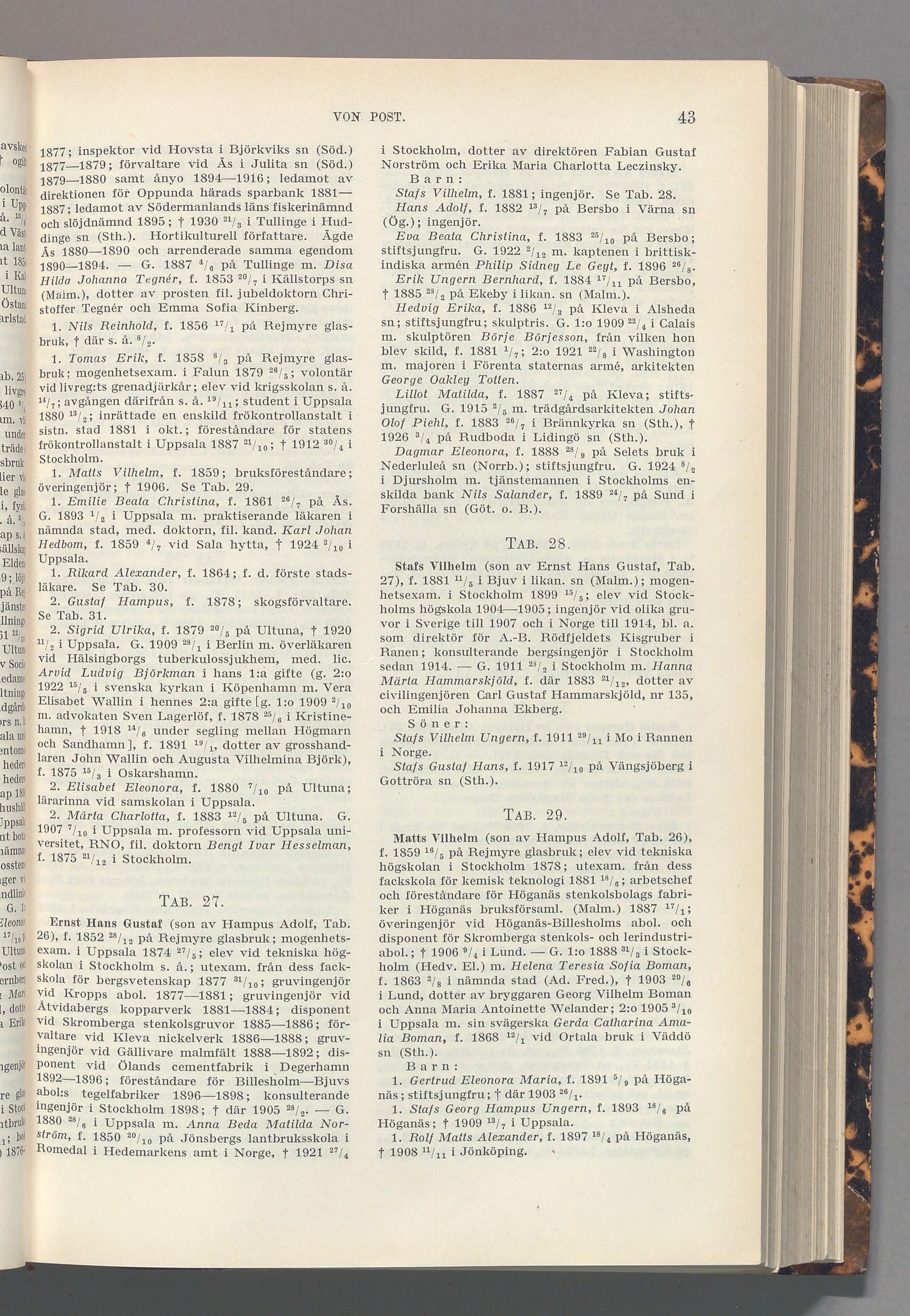von Post: originalets tryckta släkttavla, band 6, sida 43