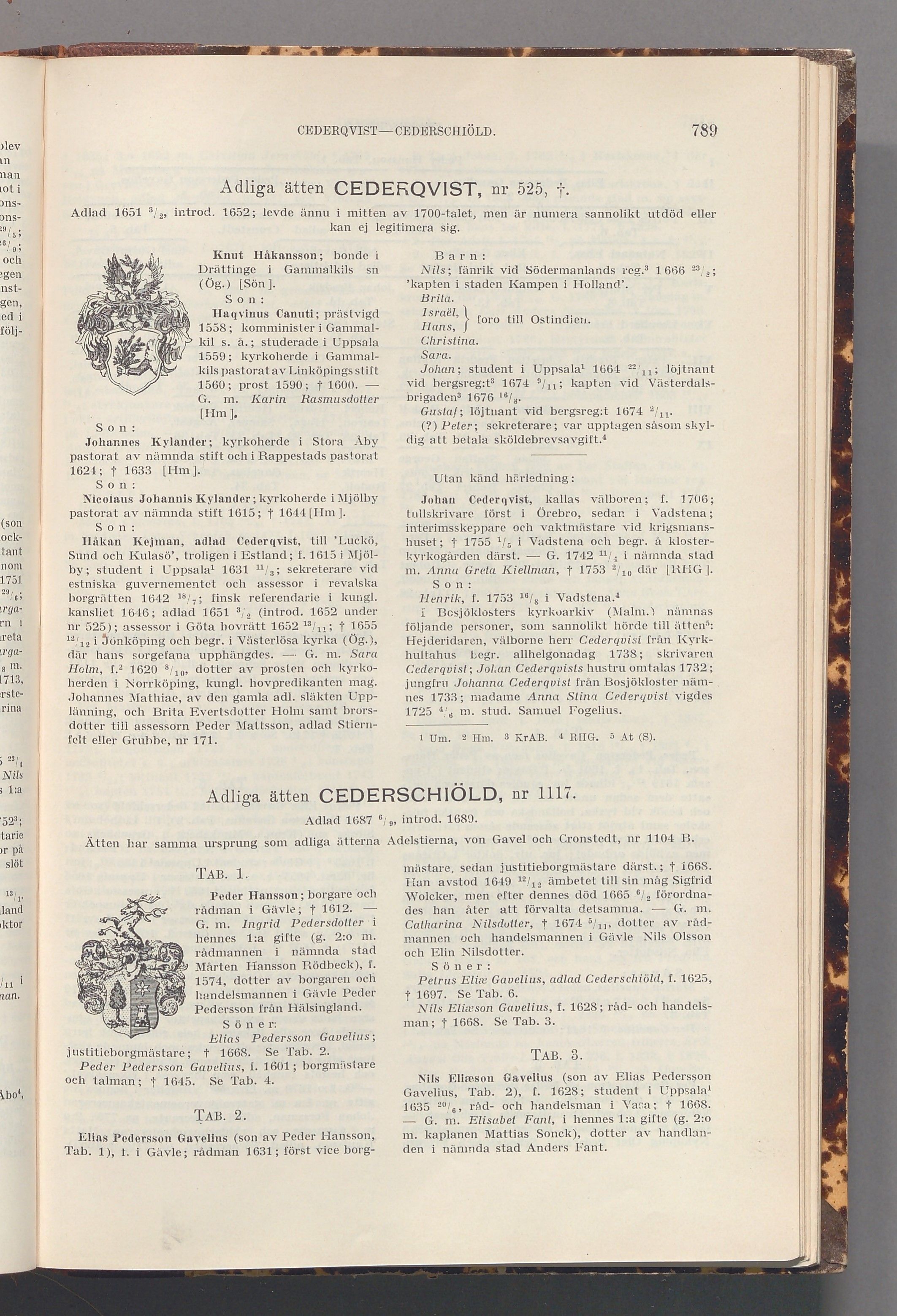 Cederschiöld: originalets tryckta släkttavla, band 1, sida 789