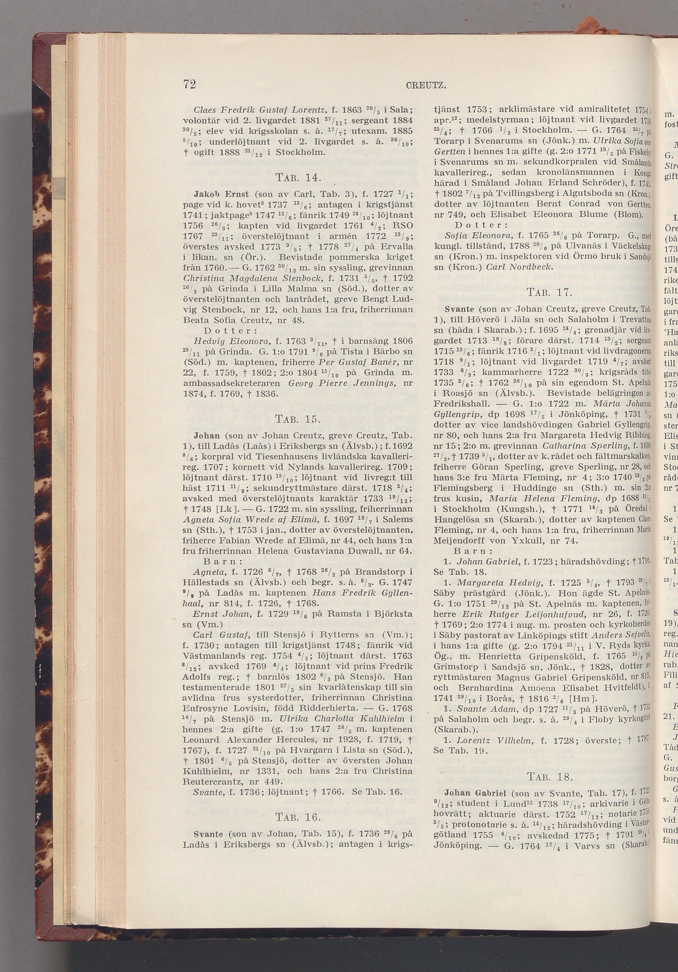 Creutz: originalets tryckta släkttavla, band 2, sida 72