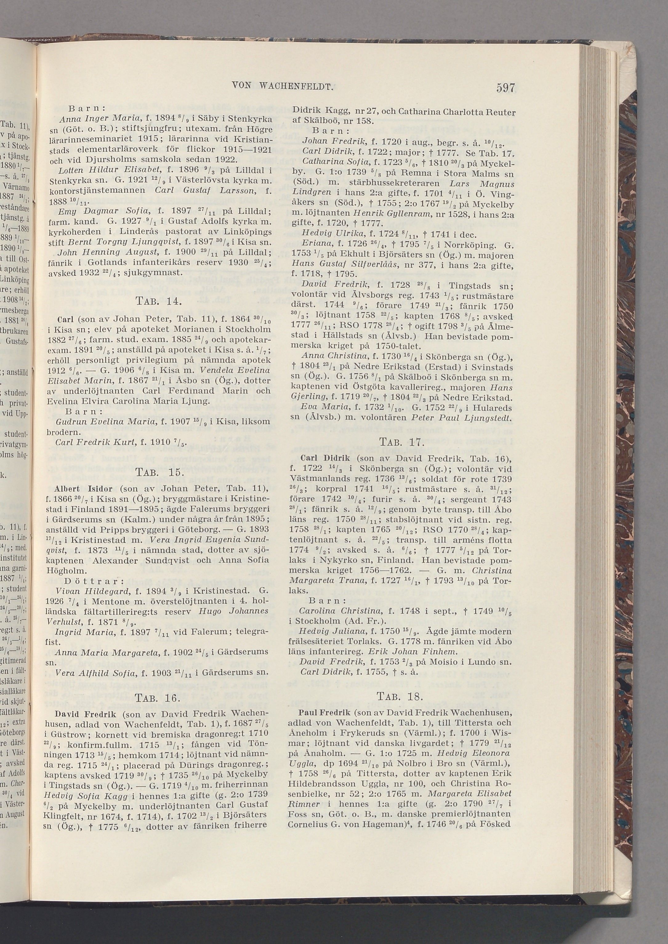 von Wachenfeldt: originalets tryckta släkttavla, band 8, sida 597