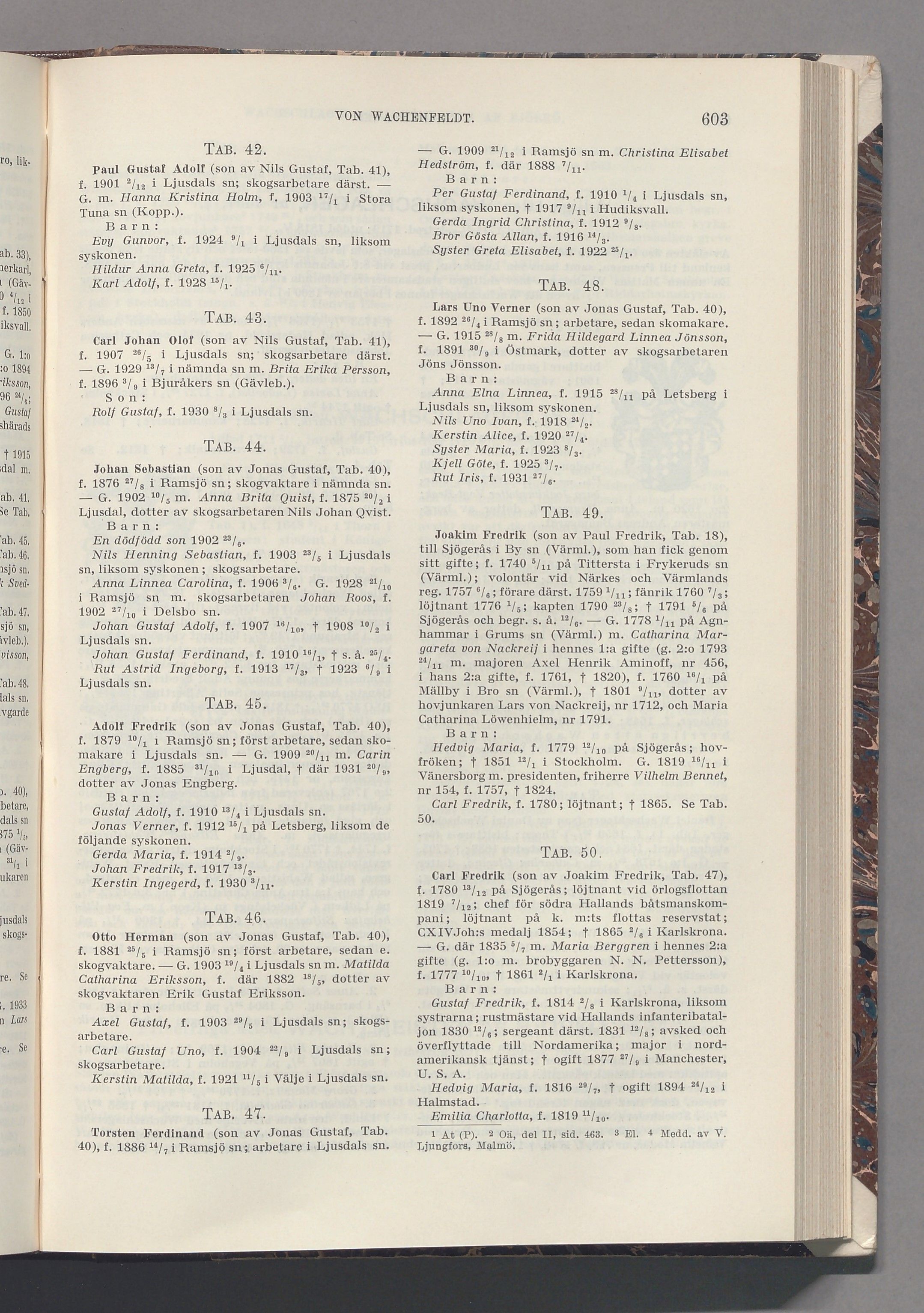 von Wachenfeldt: originalets tryckta släkttavla, band 8, sida 603