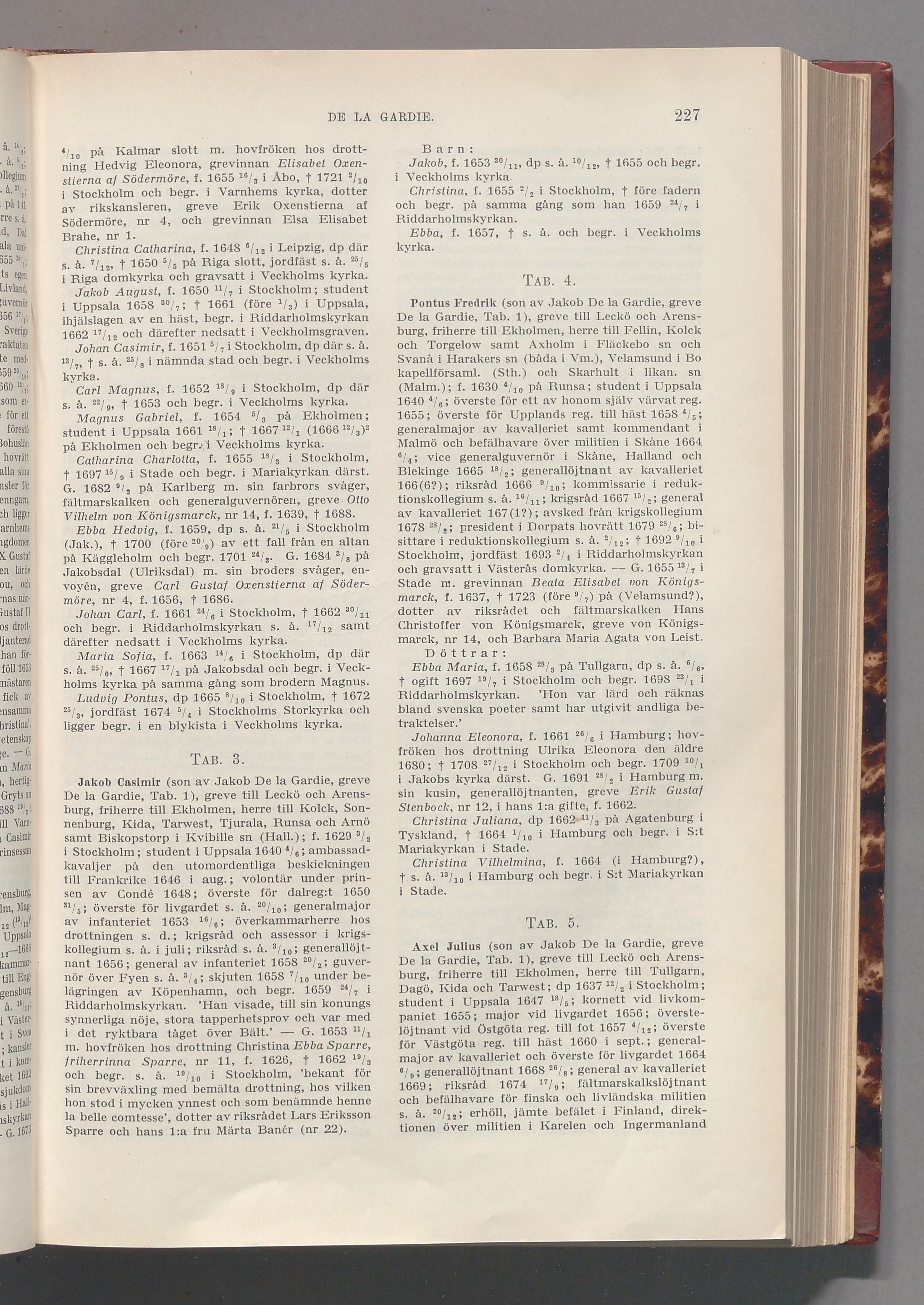 De la Gardie: originalets tryckta släkttavla, band 2, sida 227