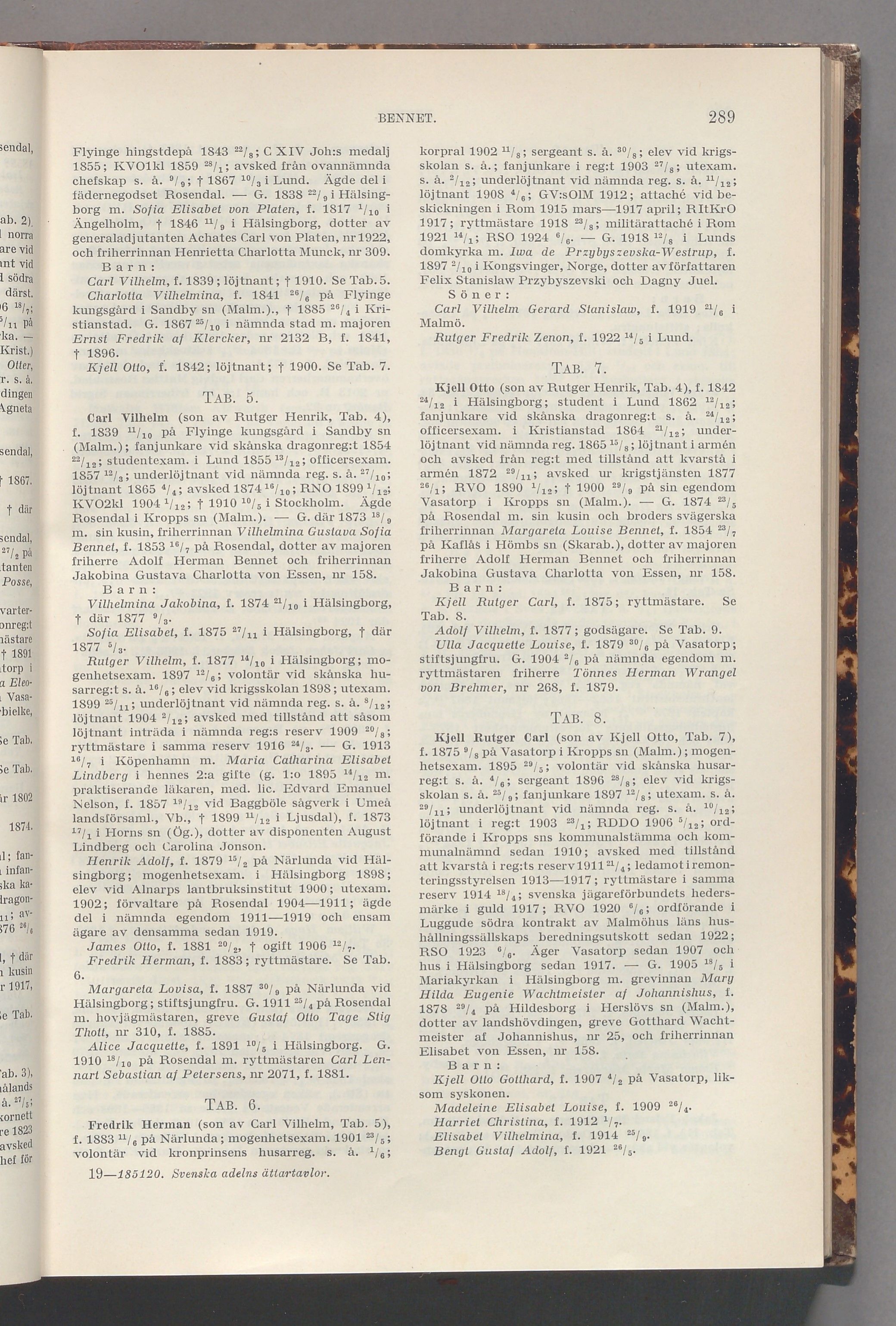 Bennet: originalets tryckta släkttavla, band 1, sida 289